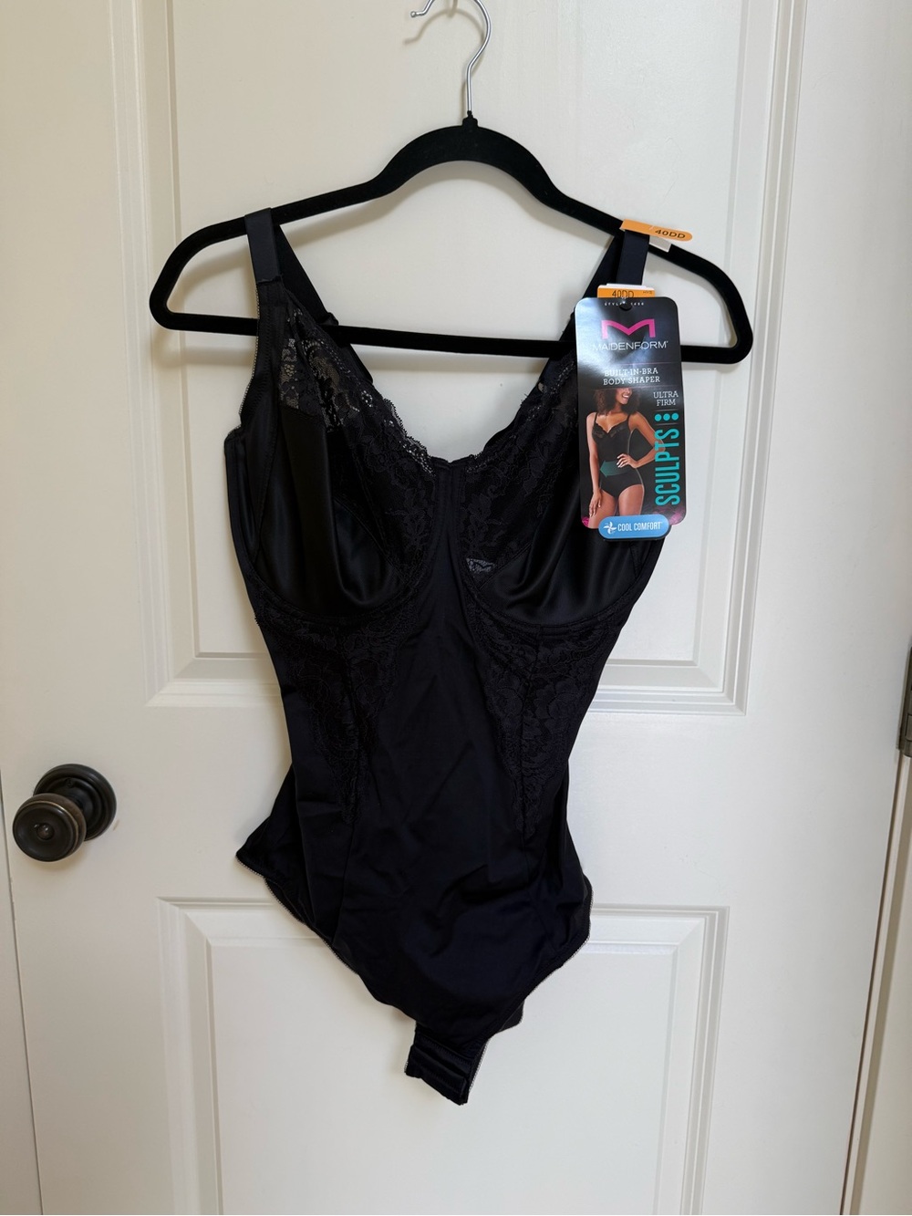 Maidenform Black Lace-Trim Shaping Bodysuit
